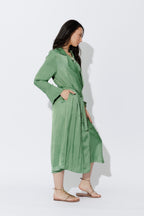 Green Silky Trench Coat