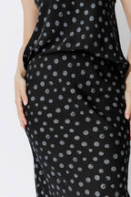 Black Spot Bias Flounce Skirt