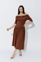 Brown Tencel Boho Dress