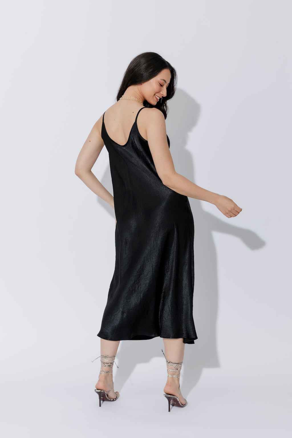 Black Gloss Bias Dress