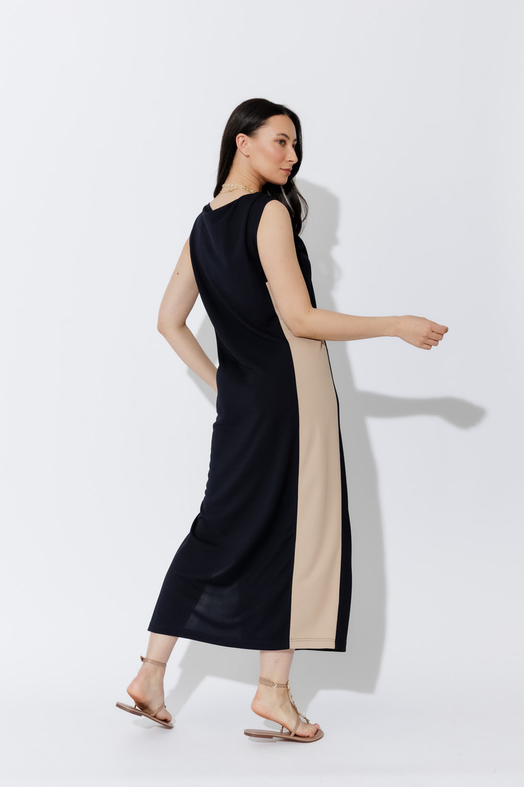 Navy Twist Shoulder Dress