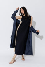 Navy Twist Shoulder Dress