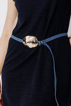 Dark Denim Gold Dome Belt