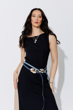 Dark Denim Gold Dome Belt