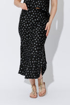 Black Spot Bias Flounce Skirt