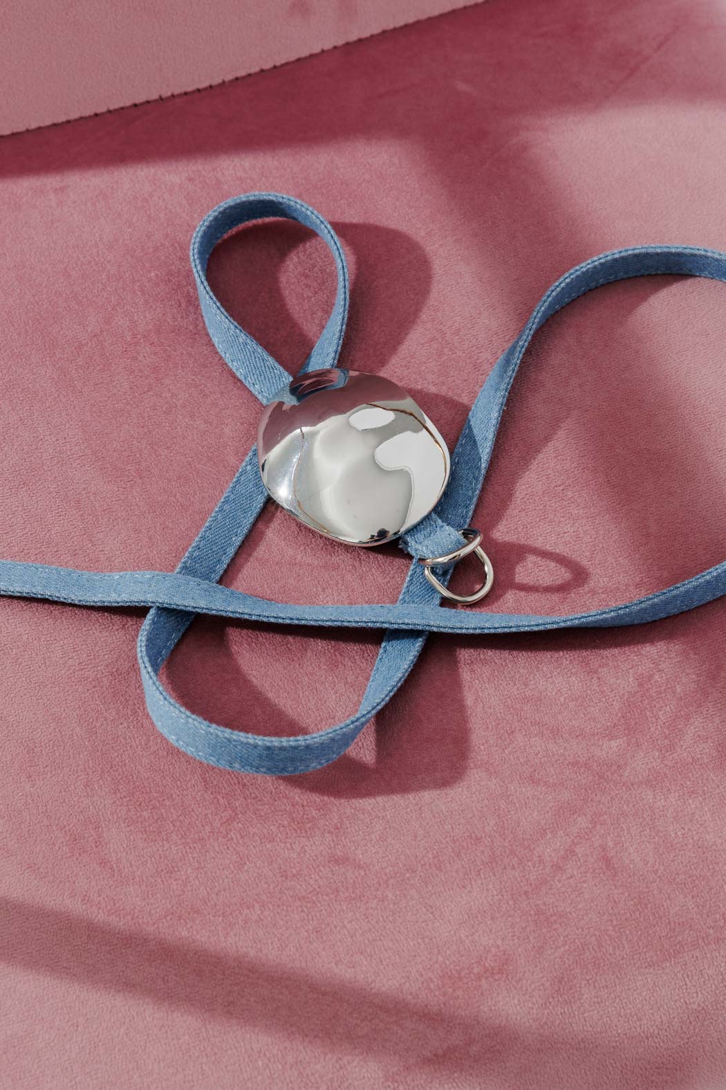 Chambray Denim Silver Dome Belt