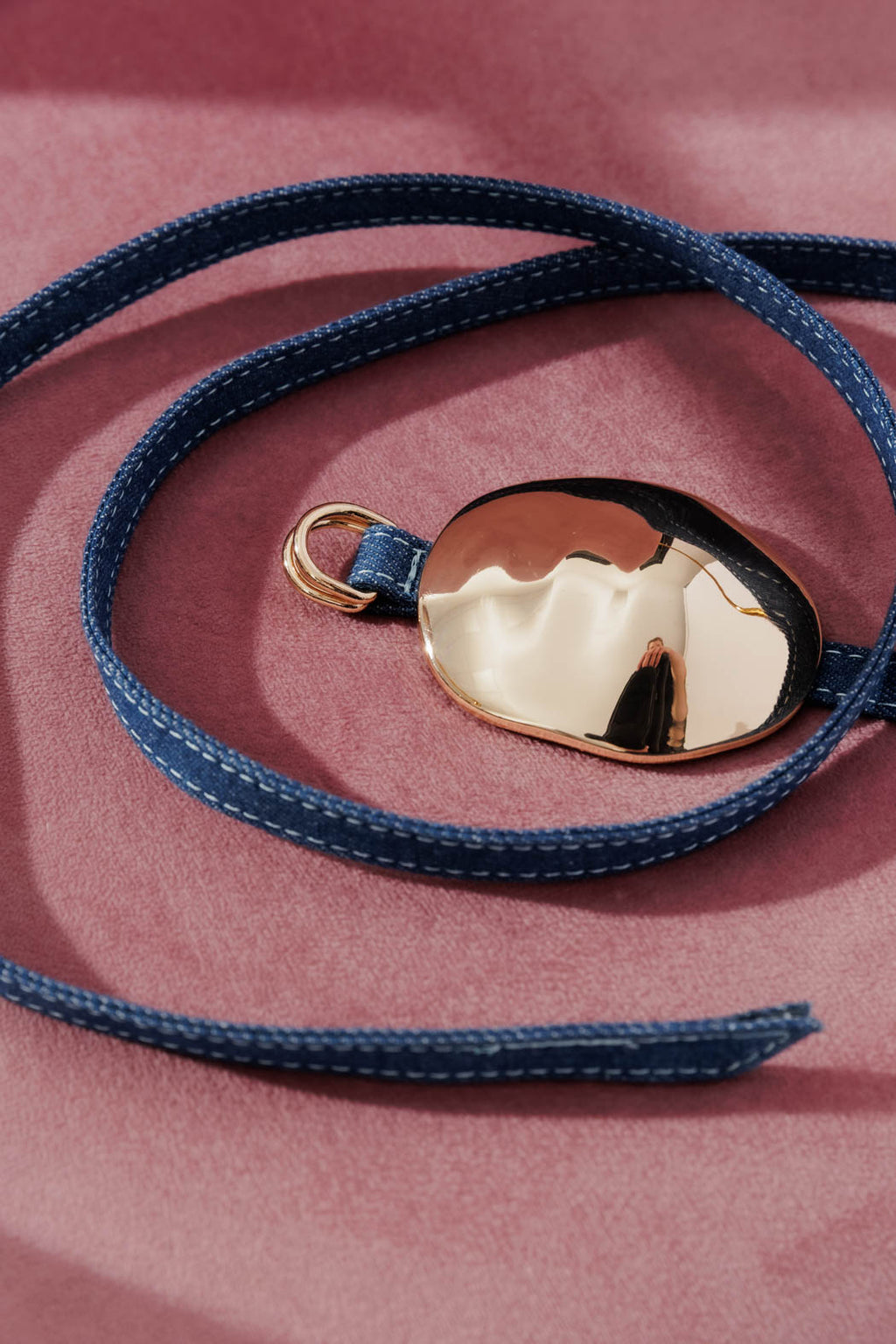 Dark Denim Gold Dome Belt