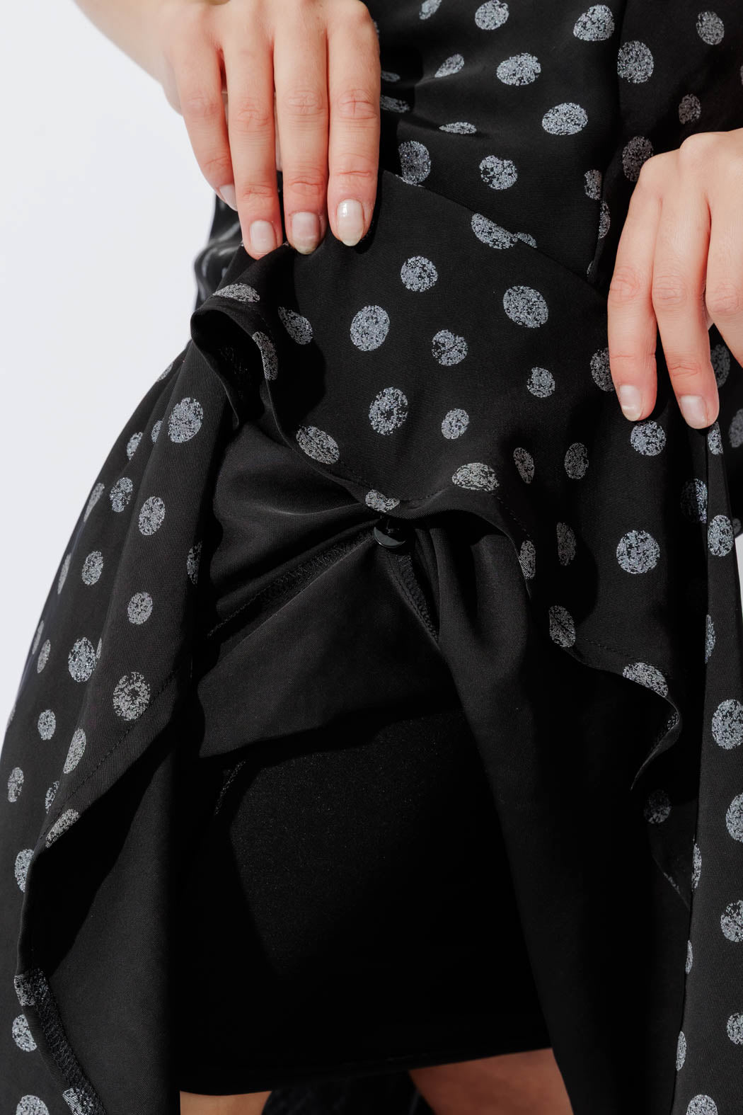 Black Spot Bias Flounce Skirt