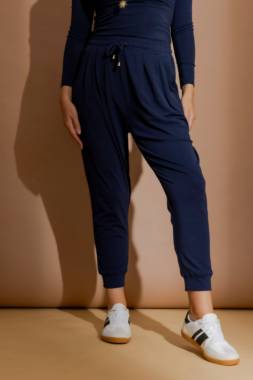 Navy Tencel Slouch Pant