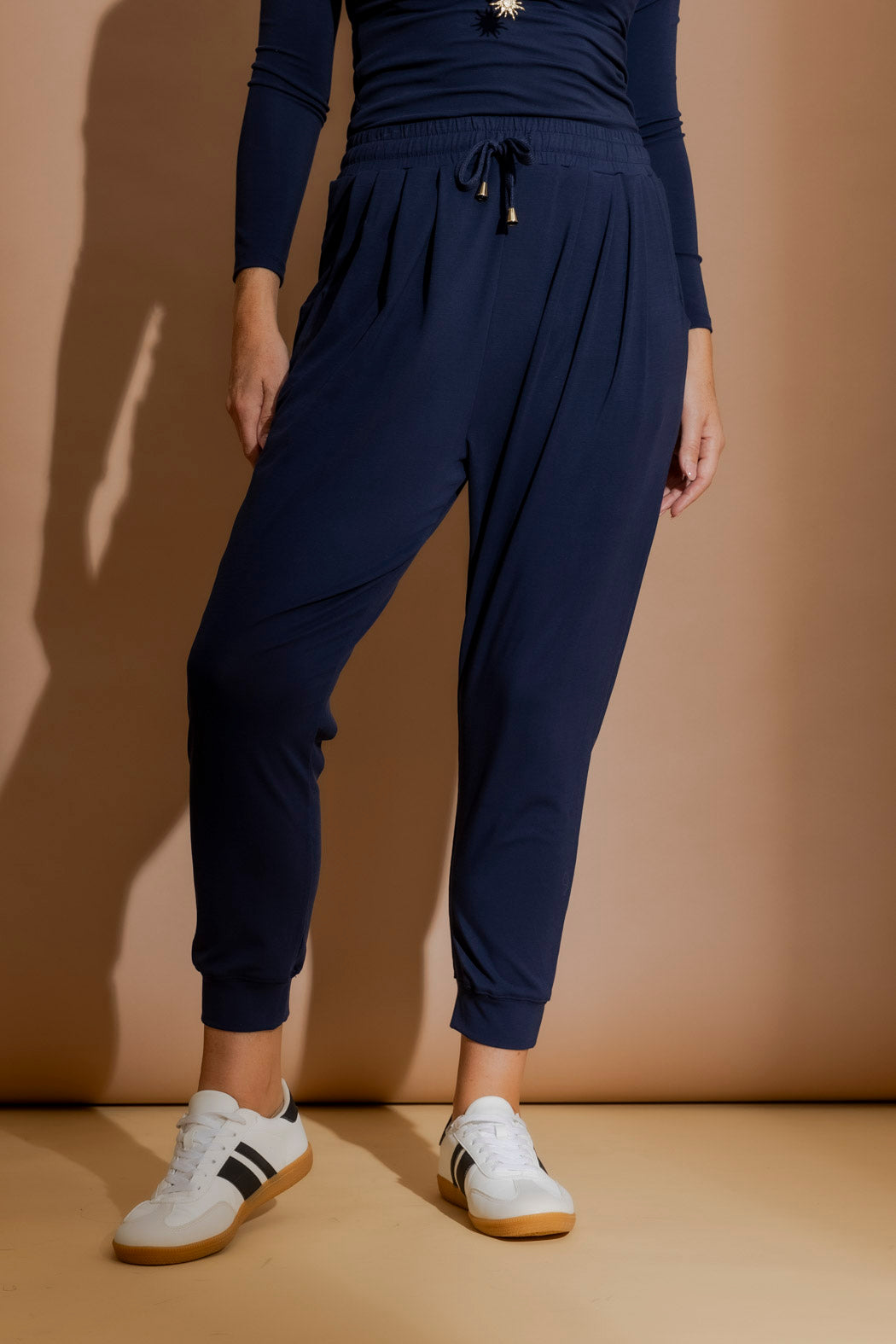 Navy Tencel Slouch Pant