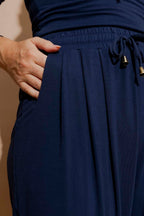 Navy Tencel Slouch Pant