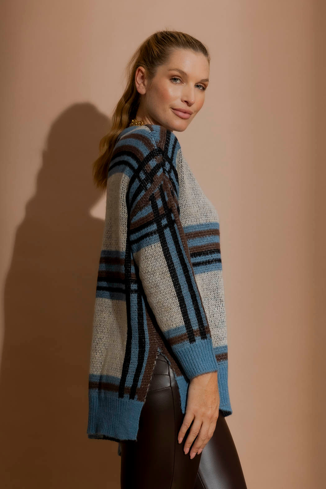 Blue Check Jaquard Jumper Blue S