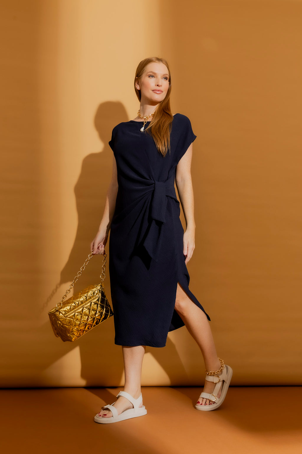 Navy Ripple Harlow Dress