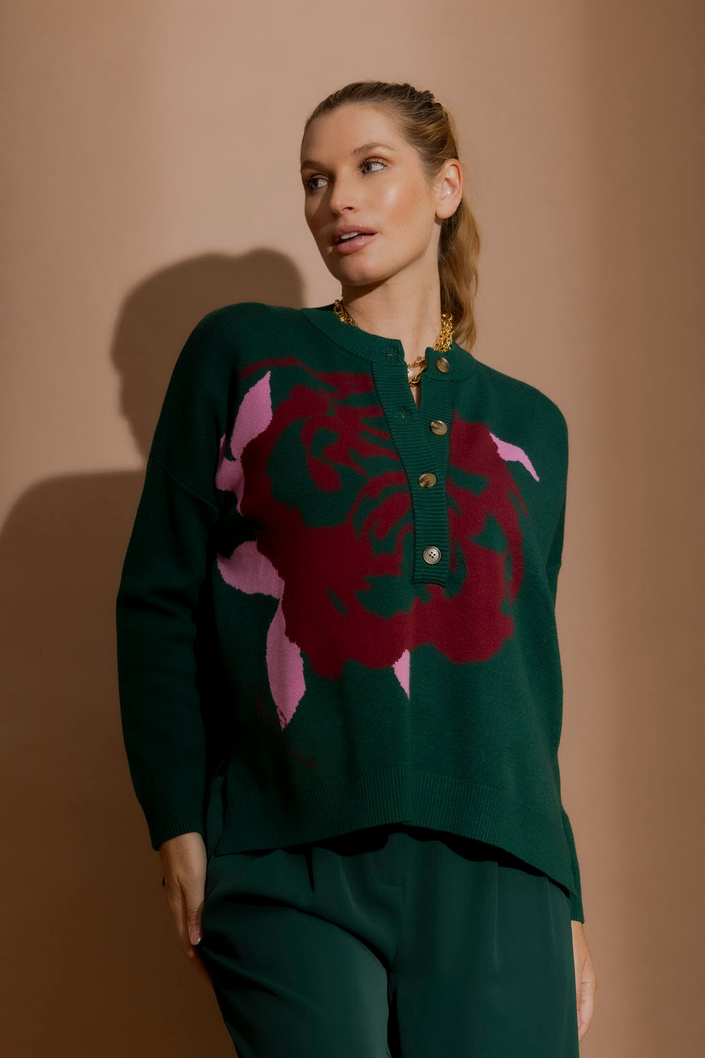 Forest Blossom Button Jumper Forest S