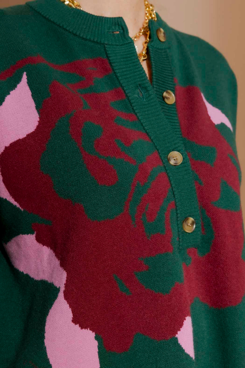 Forest Blossom Button Jumper Forest S