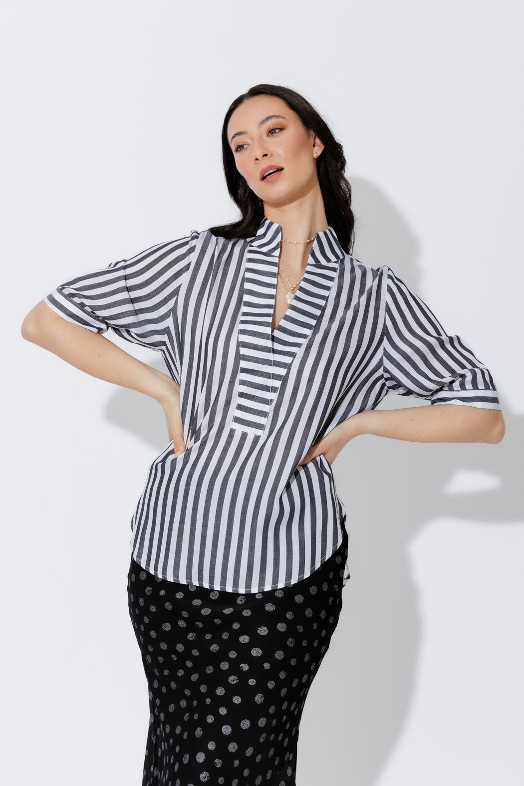 Charcoal Stripe Milan Blogger Shirt