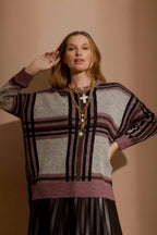 Pink Check Jaquard Jumper Pink S