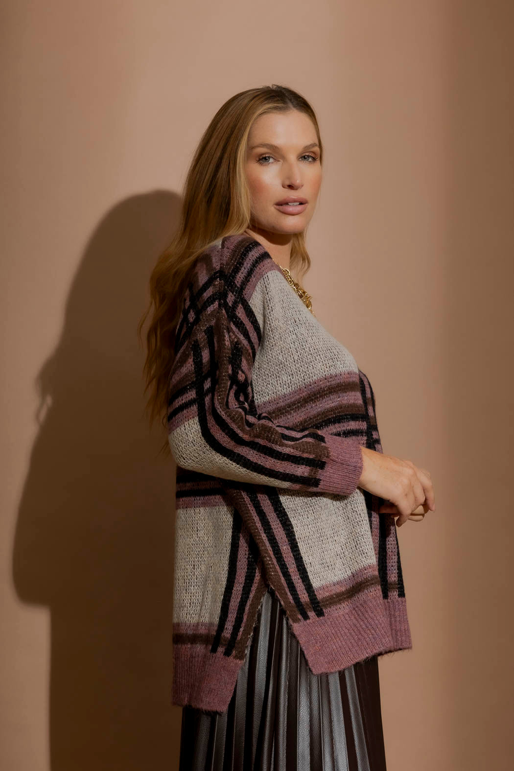 Pink Check Jaquard Jumper Pink S