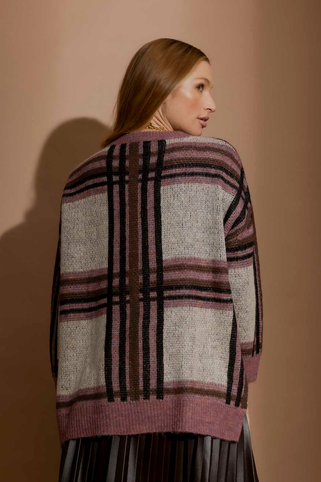 Pink Check Jaquard Jumper Pink S