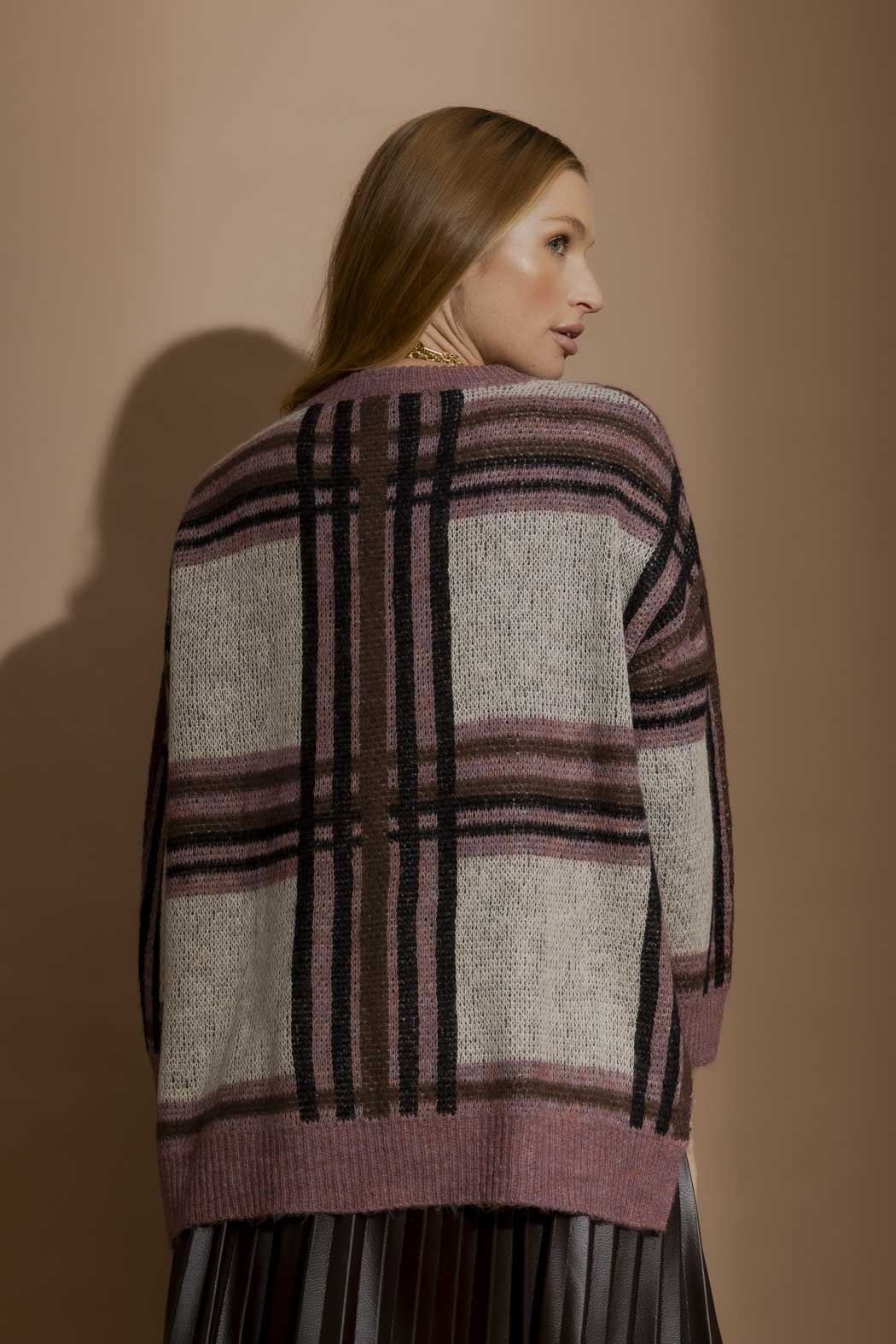 Pink Check Jaquard Jumper Pink S