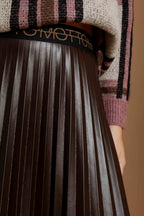 Coffee Croc Coated Pleat Skirt