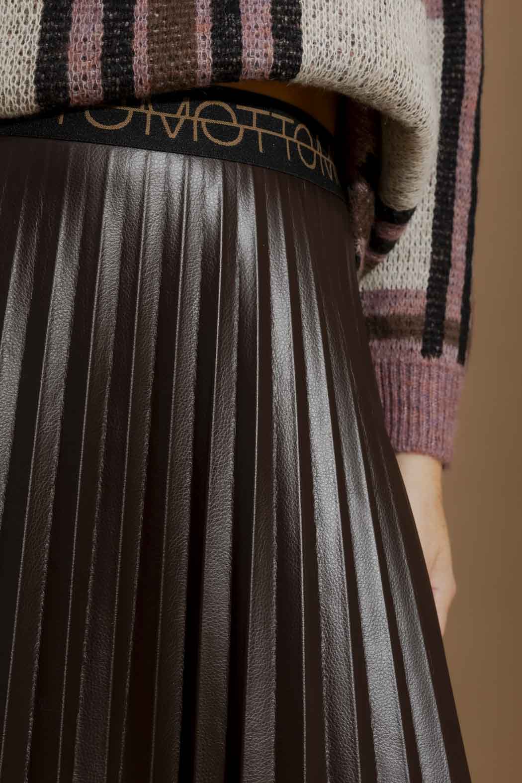 Coffee Croc Coated Pleat Skirt