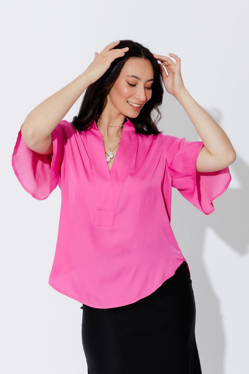 Pink Milan Fluted Blogger Shirt