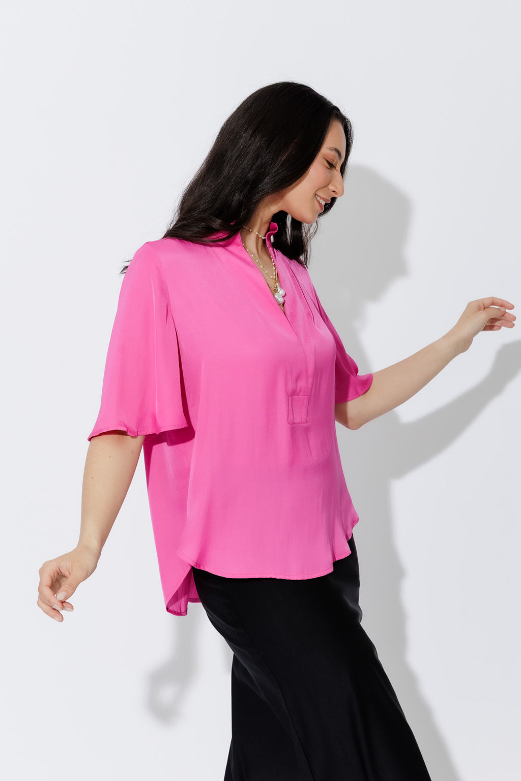 Pink Milan Fluted Blogger Shirt