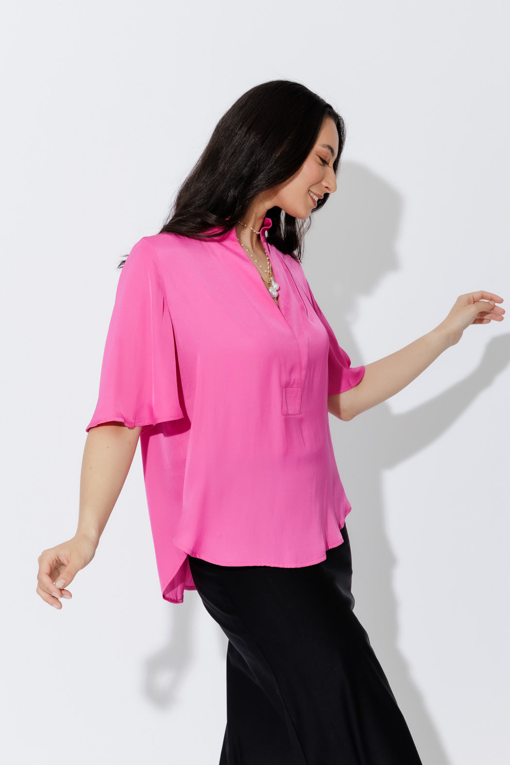 Pink Milan Fluted Blogger Shirt
