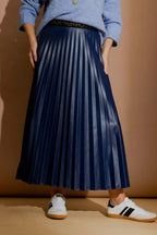 Midnight Croc Coated Pleat Skirt