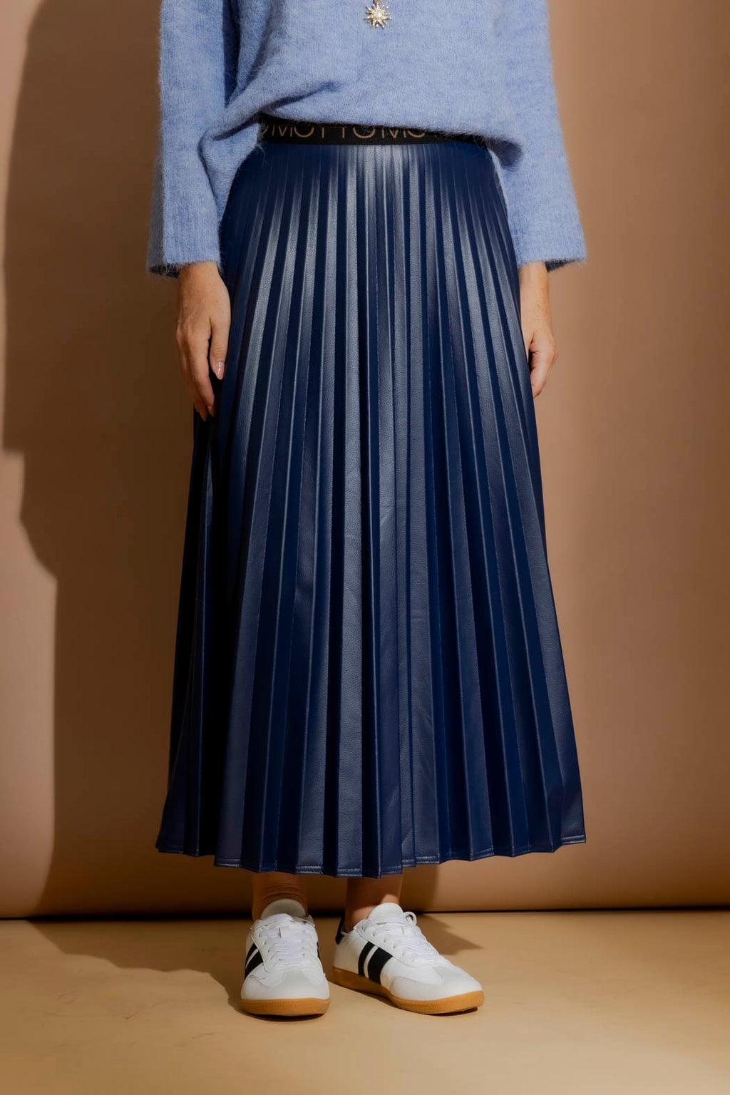 Midnight Croc Coated Pleat Skirt