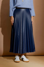 Midnight Croc Coated Pleat Skirt