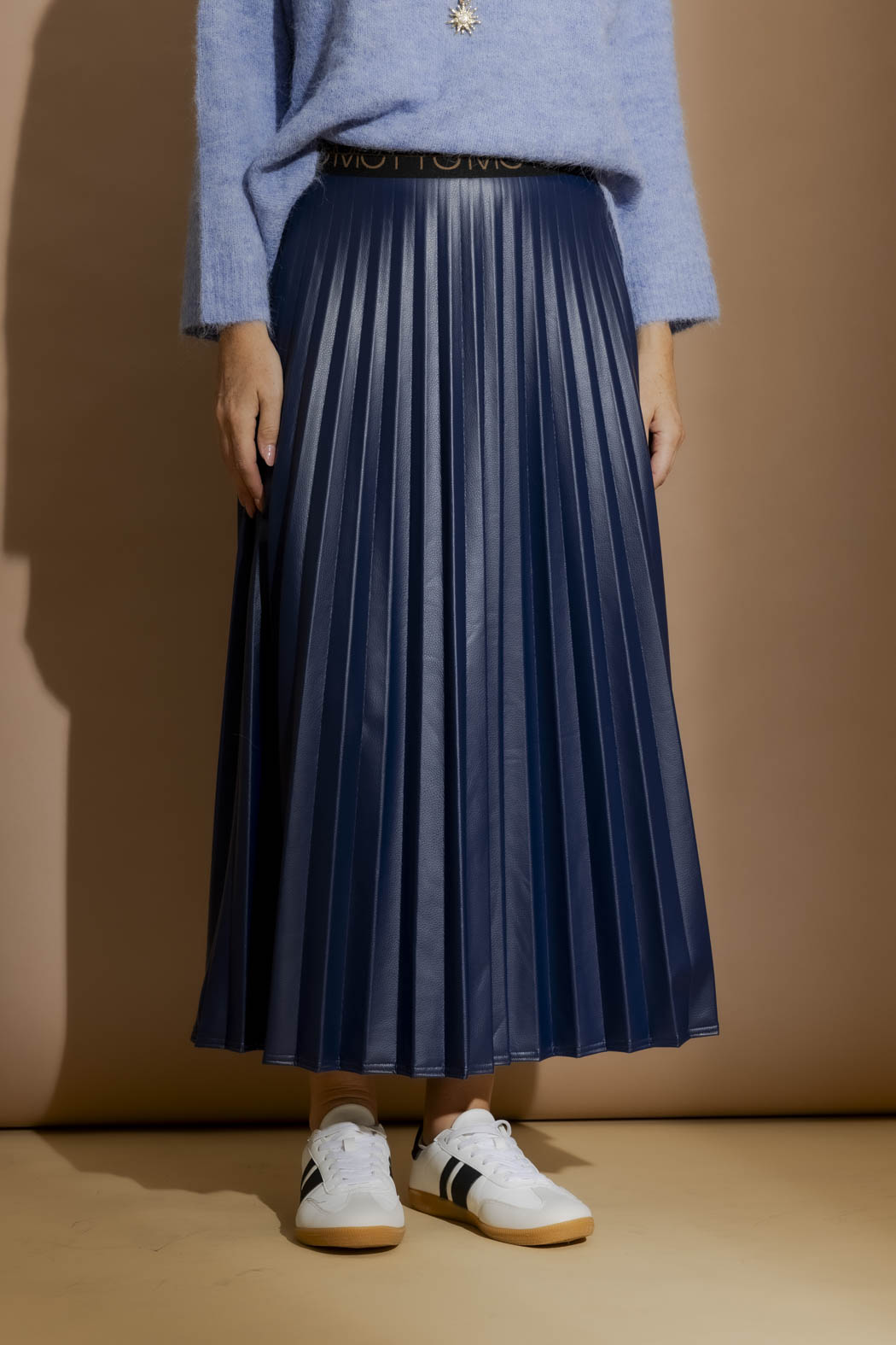 Midnight Croc Coated Pleat Skirt