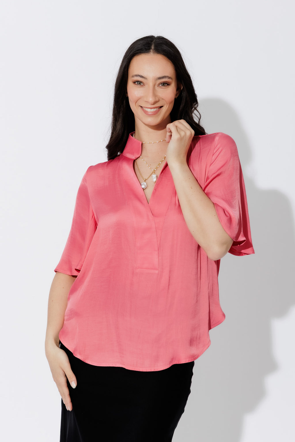 Coral Milan Fluted Blogger Shirt