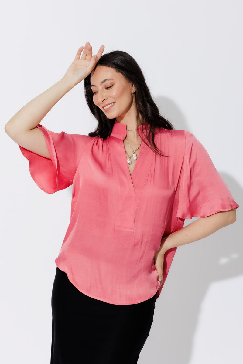 Coral Milan Fluted Blogger Shirt