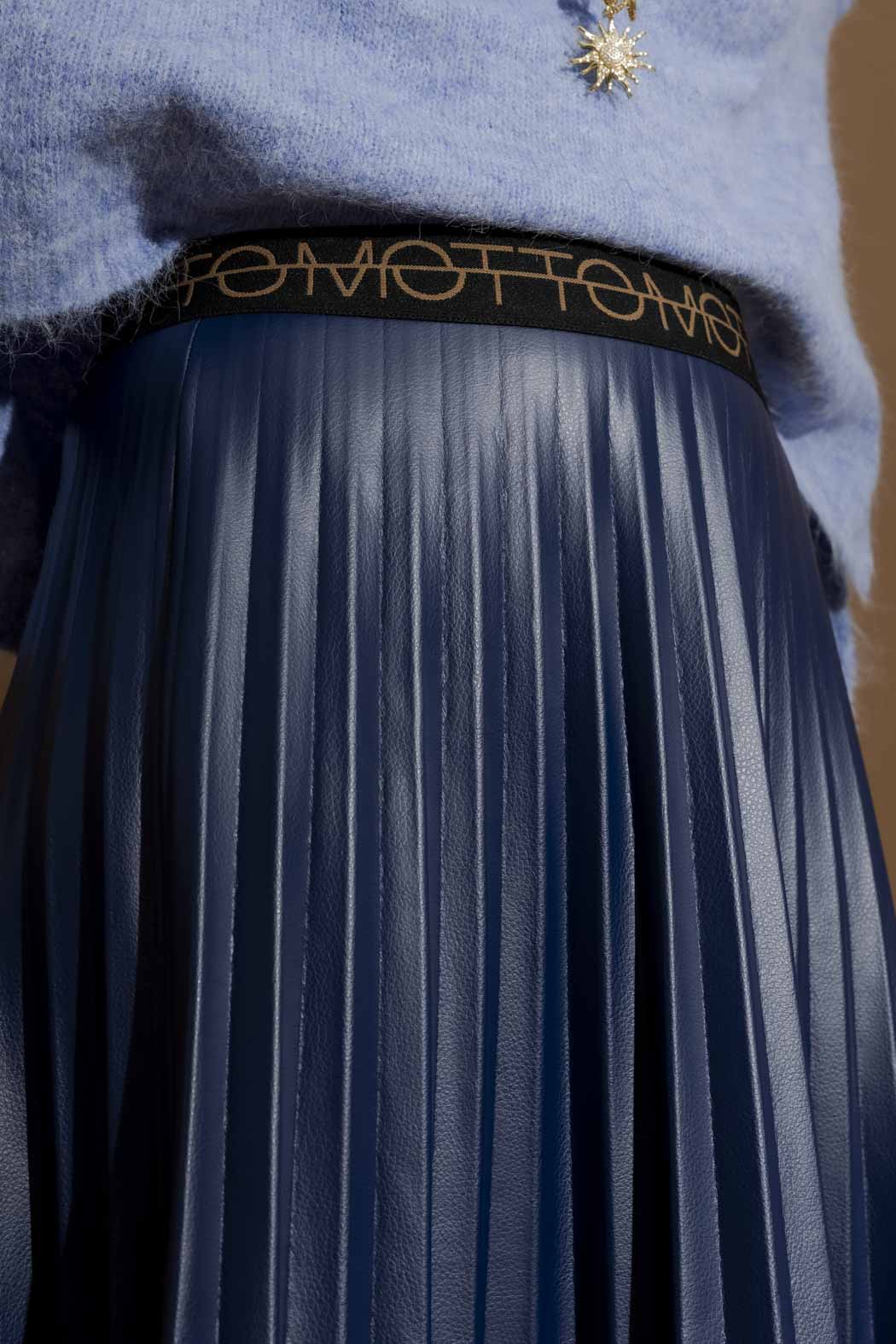 Midnight Croc Coated Pleat Skirt