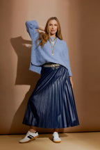 Midnight Croc Coated Pleat Skirt