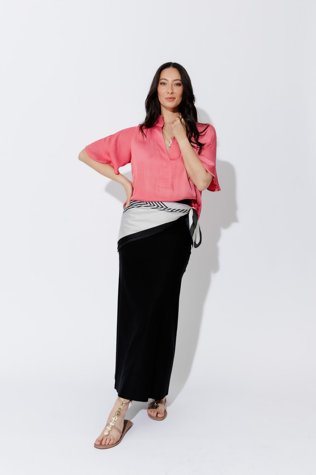 Coral Milan Fluted Blogger Shirt