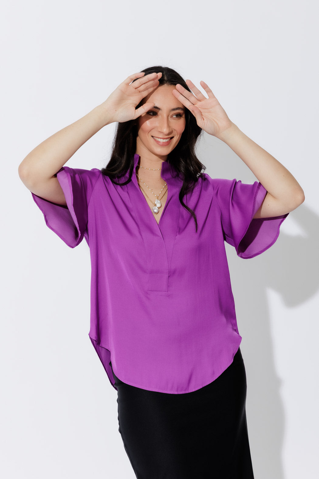 Magenta Milan Fluted Blogger Shirt