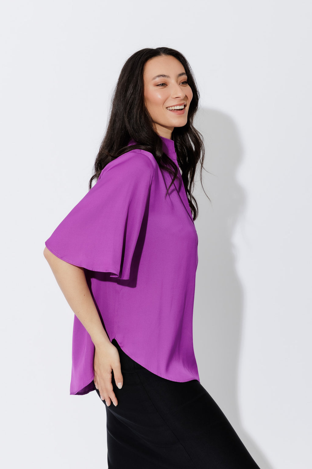 Magenta Milan Fluted Blogger Shirt