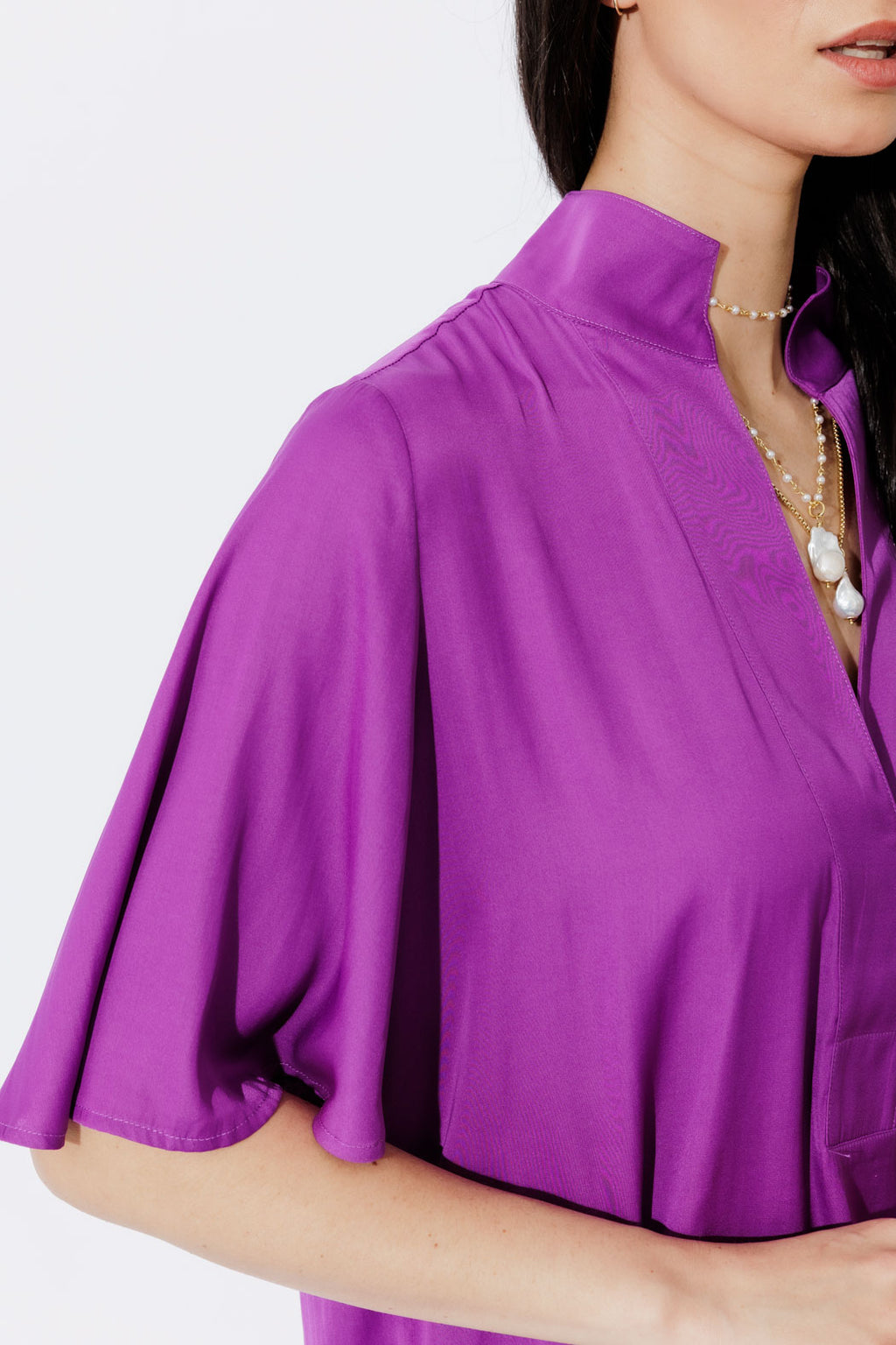 Magenta Milan Fluted Blogger Shirt