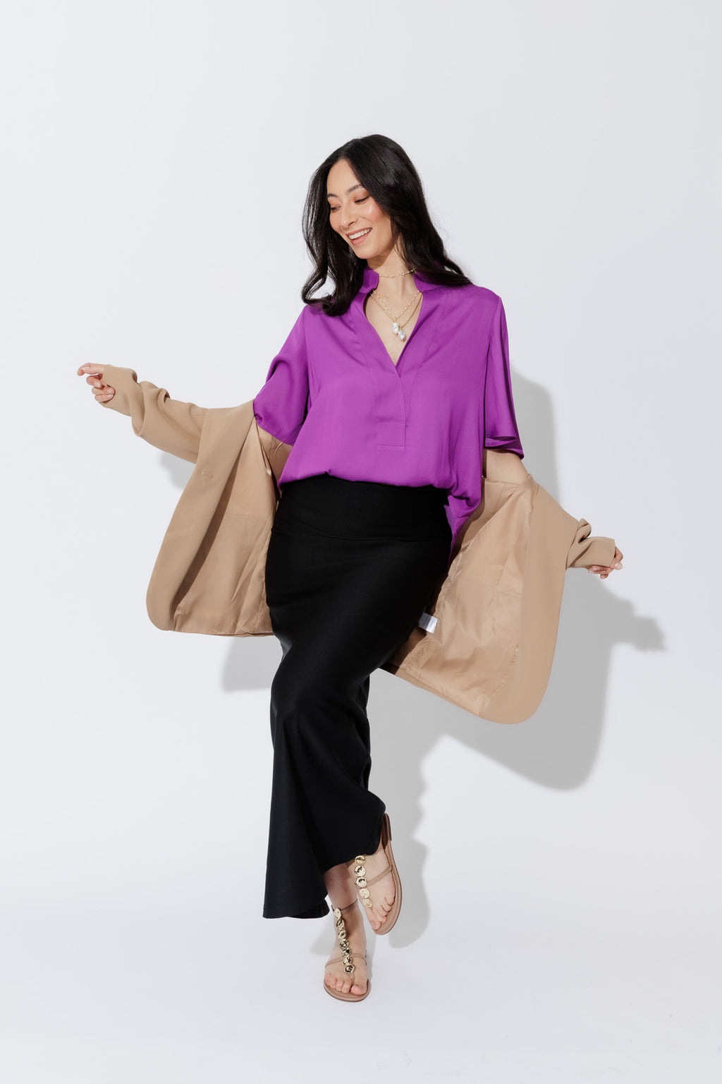 Magenta Milan Fluted Blogger Shirt