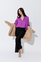 Magenta Milan Fluted Blogger Shirt