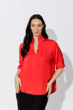 Red Silky Milan Blogger Shirt