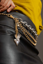 Double Heart Chain Belt Gold/Silver O/S
