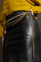 Double Heart Chain Belt Gold/Silver O/S