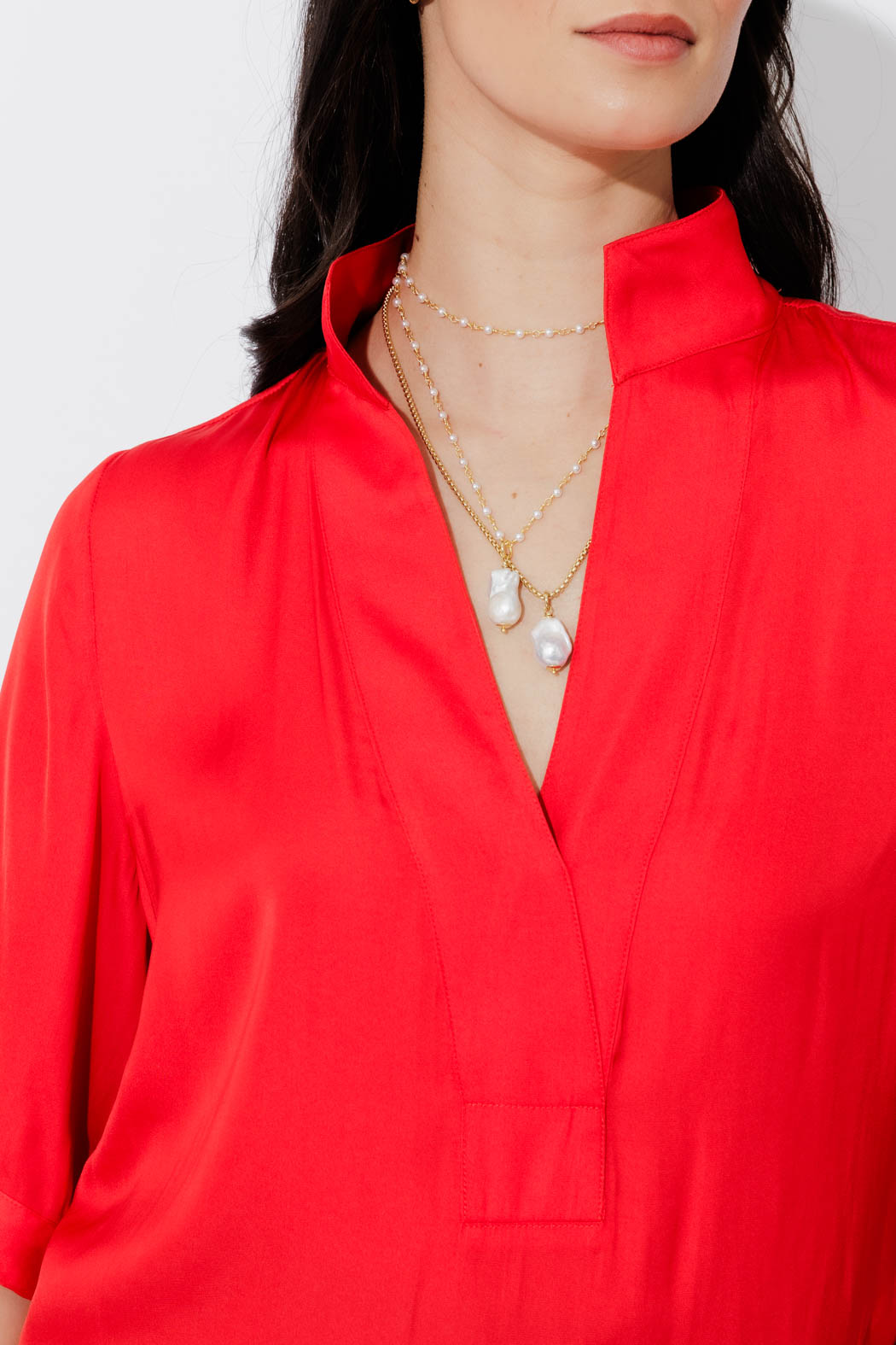 Red Silky Milan Blogger Shirt