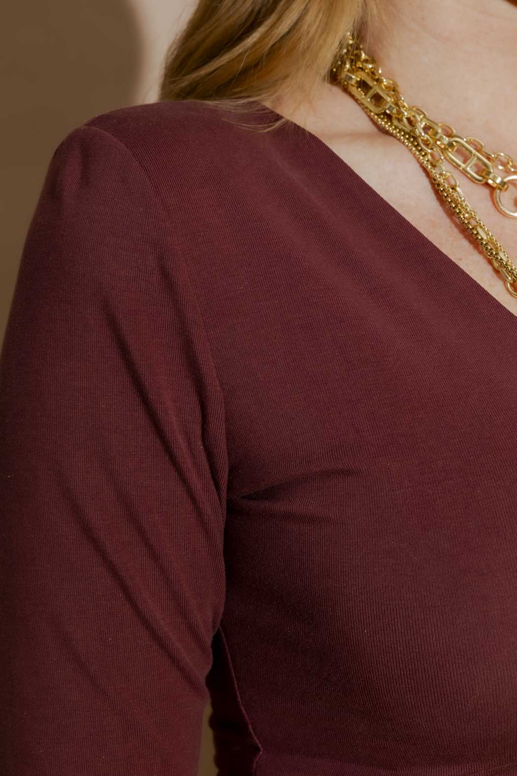 Burgundy Tencel Long Sleeve Lust Top