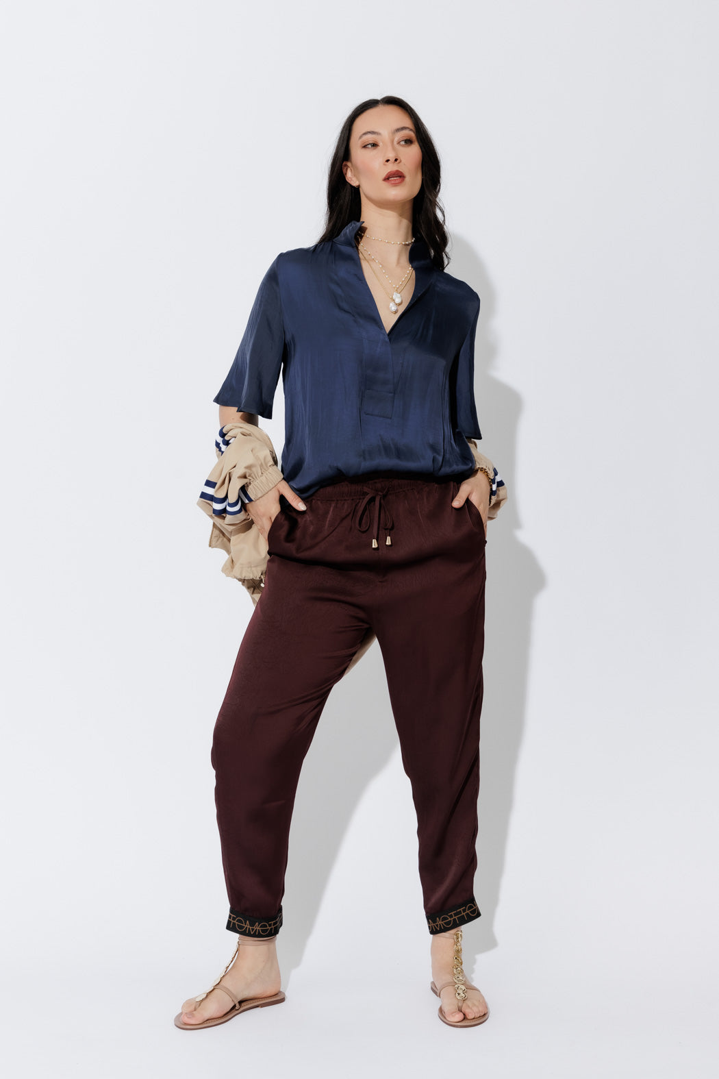 Navy Milan Fluted Blogger Shirt