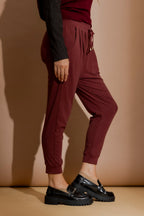 Burgundy Tencel Slouch Pant